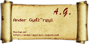 Ander Györgyi névjegykártya